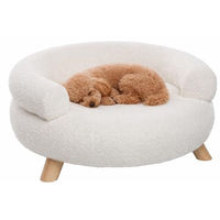 Produktbild von Flamingo Hundebett und Katzenbett rund in Weiß mit Holzfüßen 54 x 54 x 27 cm