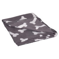 Produktbild von Flamingo Hundedecke aus Fleece in Grau mit Knochenmuster 150x130cm