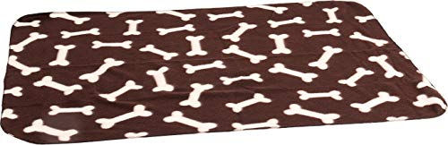 Flamingo Hundedecke aus Fleece mit Knochenmuster braun Größe L 150x130 cm – Bild 1 von 3