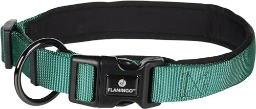 Flamingo Hundehalsband Abbi aus Nylon in Dunkelgrün Größe L – Bild 1 von 4