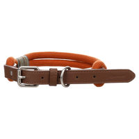 Produktbild von Flamingo Hundehalsband Athos aus Kunstleder in Cognac Braun Größe M