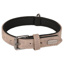 Flamingo Hundehalsband aus Kunstleder und Neopren in Taupe Größe M 31-39 cm – Bild 1 von 2