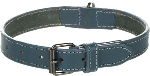 Flamingo Hundehalsband Denver aus Leder Blau Größe L 42-52cm 25mm – Bild 1 von 5