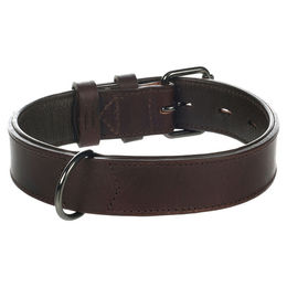 Produktbild von Flamingo Hundehalsband Denver aus Leder gepolstert und breit in Braun Größe M