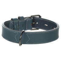Produktbild von Flamingo Hundehalsband Denver gepolstert und breit aus Leder in Blau Größe S/M