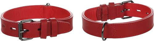 Flamingo Hundehalsband Denver gepolstert und breit in Rot mit Velours, Größe M/L – Bild 1 von 4