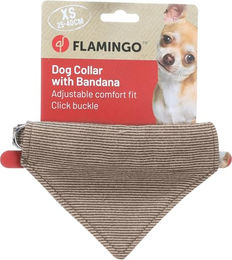 Flamingo Hundehalsband Herbert mit Bandana aus Nylon in Hellbraun Größe XS – Bild 1 von 4