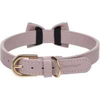 Produktbild von Flamingo Hundehalsband mit Schleife aus Qualitätsleder in Violett Größe M 36-44 cm