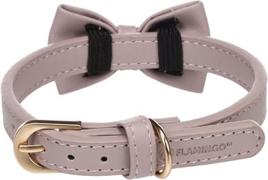 Flamingo Hundehalsband mit Schleife aus Qualitätsleder Violett Größe S 29-35 cm - 1 Stk. – Bild 1 von 3