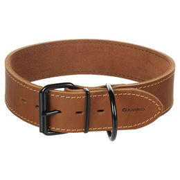 Flamingo Hundehalsband Montana aus Leder breit Cognac Braun Größe XXXL – Bild 1 von 4
