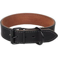 Produktbild von Flamingo Hundehalsband Montana aus Leder breit Schwarz Größe L
