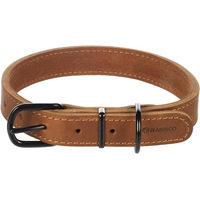 Produktbild von Flamingo Hundehalsband Montana aus Leder in Cognac Braun Größe L 43,5-53,5 cm