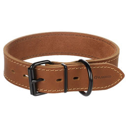 Flamingo Hundehalsband Montana aus Leder in Cognac Braun Größe L – Bild 1 von 5