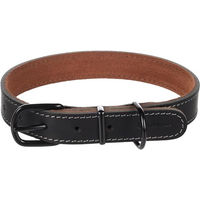 Produktbild von Flamingo Hundehalsband Montana aus Leder Schwarz Größe L 43,5-53,5 cm