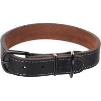 Produktbild von Flamingo Hundehalsband Montana aus Leder Schwarz Größe M/L 38,5-48,5 cm