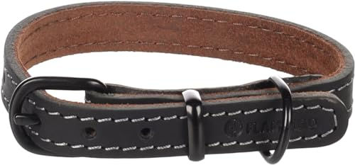 Flamingo Hundehalsband Montana aus Leder Schwarz XS/S 24,5-30,5cm – Bild 1 von 5