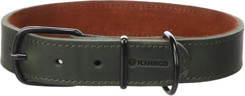 Flamingo Hundehalsband Montana Leder Grün XL 47,5-58cm – Bild 1 von 3
