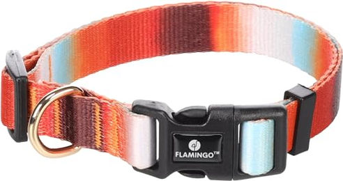 Flamingo Hundehalsband Naja Bunt aus Nylon Größe M stufenlos verstellbar mit Klickschnalle – Bild 1 von 5