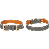 Produktbild von Flamingo Hundehalsband Virginia Grau mit Gold-Details Größe M