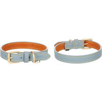 Produktbild von Flamingo Hundehalsband Virginia hellblau Leder mit Ring für ID-Anhänger Größe M/L