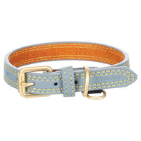 Produktbild von Flamingo Hundehalsband Virginia Leder Blau Gold XS