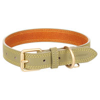 Produktbild von Flamingo Hundehalsband Virginia Leder grün mit Gold-Elementen Größe L