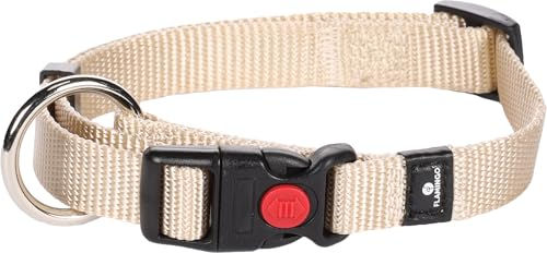 Flamingo Hundehalsband Ziggi Beige S 30-45cm aus Nylon mit Zugentlastung und Sicherheitsschloss – Bild 1 von 3