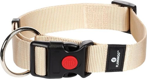 Flamingo Hundehalsband Ziggi Beige XL mit Zugentlastung und Sicherheitsschloss – Bild 1 von 4