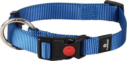 Flamingo Hundehalsband Ziggi Blau Nylon Größe M 40-55cm mit Zugentlastung und Sicherheitsschloss - 1 Stk. – Bild 1 von 3