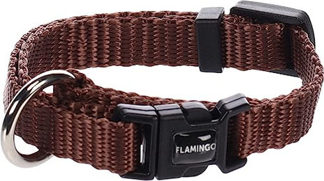 Flamingo Hundehalsband Ziggi Braun Nylon XS mit Zugentlastung stufenlos verstellbar 15-25cm – Bild 1 von 3