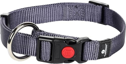 Flamingo Hundehalsband Ziggi Granitblau Nylon Größe M 40-55cm mit Zugentlastung und Sicherheitsschloss – Bild 1 von 3