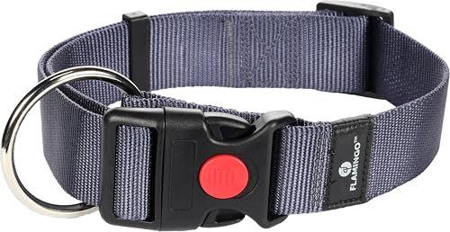 Flamingo Hundehalsband Ziggi Granitblau XL mit Zugentlastung und Sicherheitsschloss – Bild 1 von 3