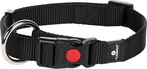 Flamingo Hundehalsband Ziggi Schwarz Nylon Größe M 40-55 cm - 1 Stk. – Bild 1 von 4