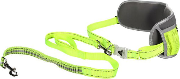 Flamingo Hundejoggingleine mit LED-Hüftgurt in Gelb mit Staufächern – Bild 1 von 13
