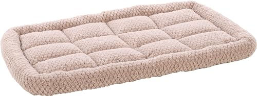 Flamingo Hundekissen Jacquard rechteckig flach mit Rand in Taupe Beige – Bild 1 von 3