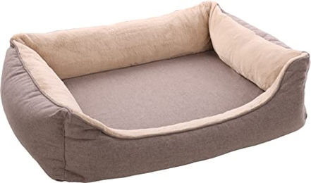Flamingo Hundekorb Esmo rechteckig aus Plüsch Beige 100x80x25 cm – Bild 1 von 5