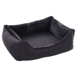 Produktbild von Flamingo Hundekorb Esmo rechteckig aus Plüsch Schwarz 70 x 67 x 22 cm