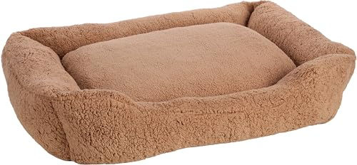 Flamingo Hundekorb Felpa rechteckig Plüsch Mokka Braun 100x80x25cm – Bild 1 von 2
