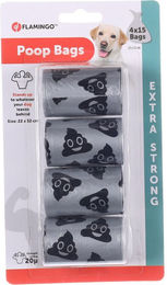 Flamingo Hundekotbeutel Extra Stark Silber und Schwarz 4 x 15 Stück - 4 x 15 Stk. – Bild 1 von 4