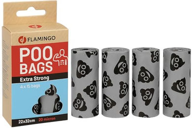 Flamingo Hundekotbeutel Forta Lacha Silber und Schwarz 4x15 Stück - 4 x 15 Stk. – Bild 1 von 5