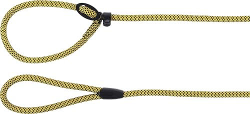 Produktbild von Flamingo Hundeleine Anti-Zug-Leine mit Safety-Stop aus Nylon in Gelb mit matt schwarzen Beschlägen 1,7m - 1,7 m