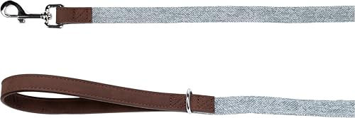 Flamingo Hundeleine Blau aus Kunstleder und Nylon mit verchromtem Karabiner 130cm x 20mm - 1,3 m – Bild 1 von 1