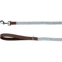 Produktbild von Flamingo Hundeleine Blau aus Kunstleder und Nylon mit verchromtem Karabiner 130cm x 20mm - 1,3 m