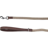 Produktbild von Flamingo Hundeleine Führleine aus Kunstleder und Nylon in Hellbraun mit verchromtem Karabiner 1,3m x 20mm - 1,3 m