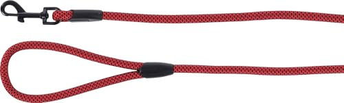 Produktbild von Flamingo Hundeleine Führleine aus Nylon in Rot mit matt schwarzen Beschlägen 1,3m x 10mm - 1,3 m