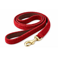 Produktbild von Flamingo Hundeleine Führleine aus Nylon und Samt in Rot mit matt goldenem Karabiner 1,3m x 12mm