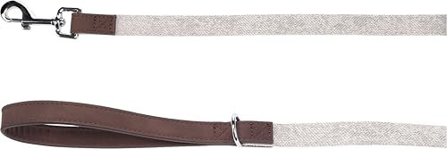 Produktbild von Flamingo Hundeleine Führleine Grau aus Kunstleder und Nylon mit verchromtem Karabiner 1,3m x 20mm - 1,3 m