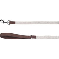Produktbild von Flamingo Hundeleine Führleine Grau aus Kunstleder und Nylon mit verchromtem Karabiner 1,3m x 20mm - 1,3 m
