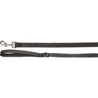 Produktbild von Flamingo Hundeleine Mago aus Baumwolle Dunkelgrau 130 cm x 20 mm mit verchromtem Karabiner - 1,3 m