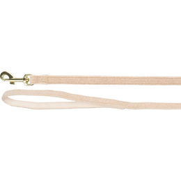 Produktbild von Flamingo Hundeleine Saba Beige aus Nylon und Samt mit matt goldenem Karabiner 130 cm - 130 cm